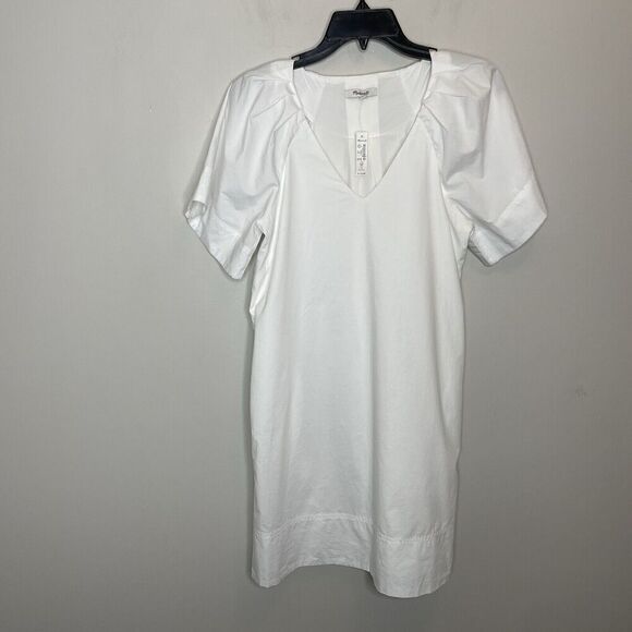MADEWELL Mini Shirtdress Women XS White V-Neck NEW Shift Dress Pockets NP093 - Picture 3 of 16